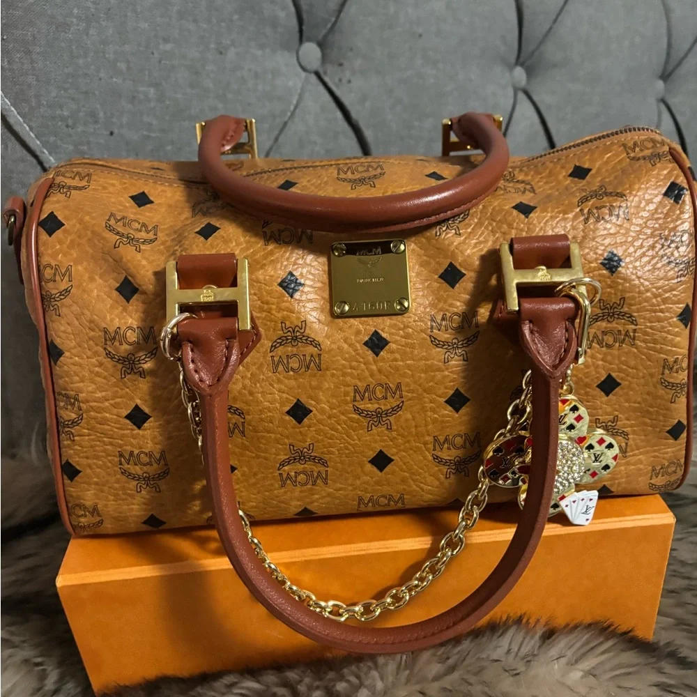 MCM Cognac Boston bag Visetos Satchel - Picture 3 of 14